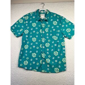 VSTR Premium Shirt Mens Skull Floral All Over Print Casual Short Sleeve Size XXL